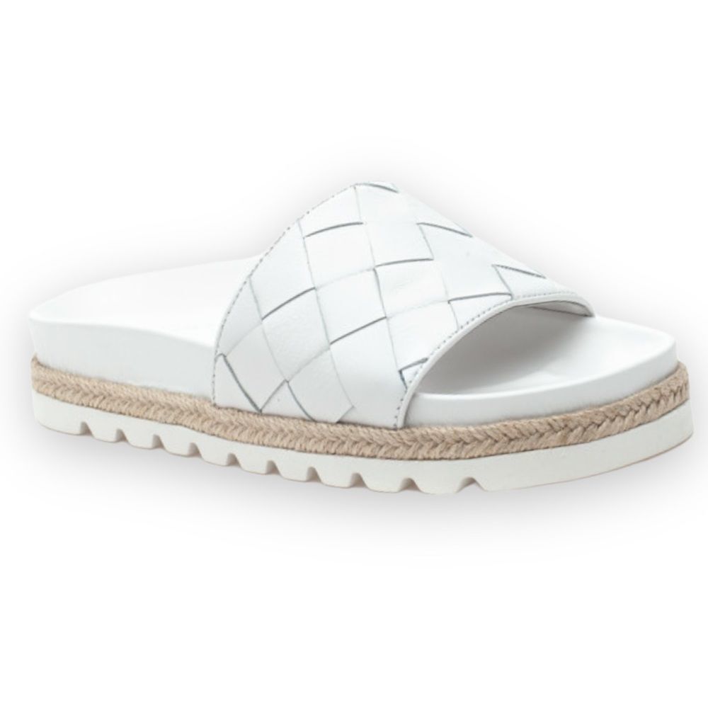 J/Slides ROLLIE White Leather Slides NIB Sz 8